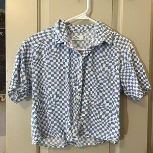 Cropped Checkered Button Down